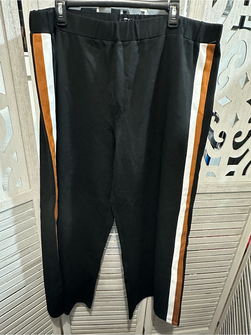 Universal Standard Black Joggers with White & Brown Side Stripes size L